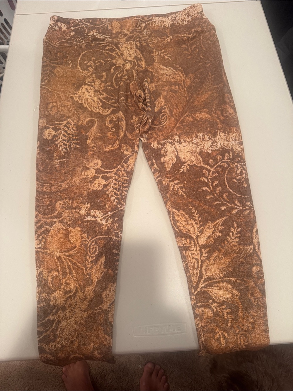 Soft Surroundings Brown & Cream Floral-Pattern Jeggings